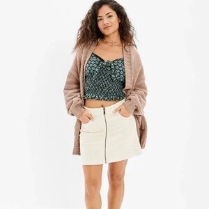 American Eagle white corduroy zip up mini skirt